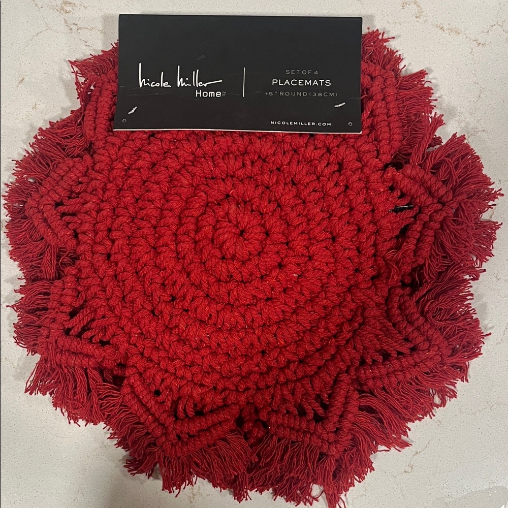 Nicole Miller Red Crochet Placemats